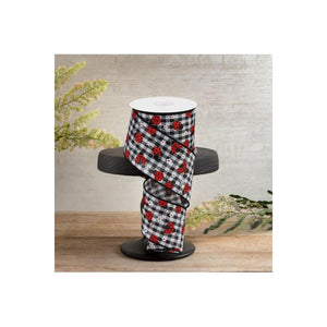 2.5" Mini Ladybug on Royal Ribbon: Gingham (10 Yards)
