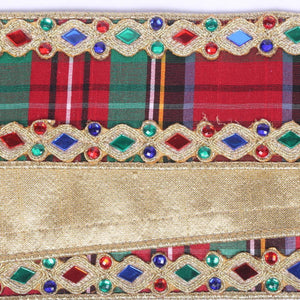 2.5" Multi Plaid Jewel Gold Trim Ribbon (5 Yards)