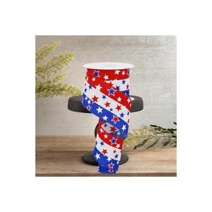 2.5" Multi Stars On Stripes: White (10 Yards)