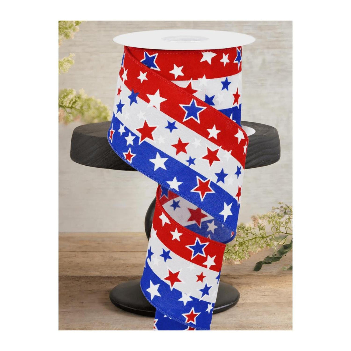 2.5" Multi Stars On Stripes: White (10 Yards)