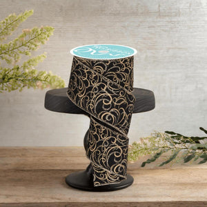 2.5" Multi Swirls Glitter Ribbon: Black/Gold (10 Yard)
