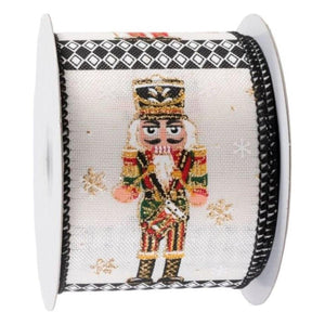 2.5" Nutcracker Harlequin Ribbon: Ivory (10 Yards)