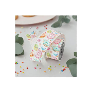 2.5" Pastel Pastries Ribbon: White