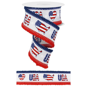 2.5" Pattern USA Drift Ribbon: Red, White, Blue (10 Yards)