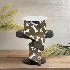 2.5" Paw Print Royal Ribbon: Tan (10 Yards)