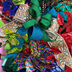 2.5" Pleated Lame Ribbon: Green (10 Yards)