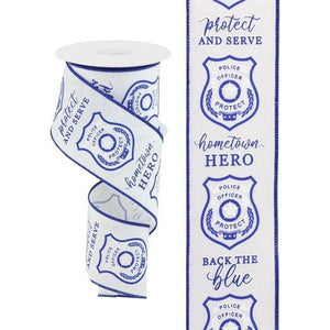 2.5" Police Badge Ribbon: White  (10 Yards)