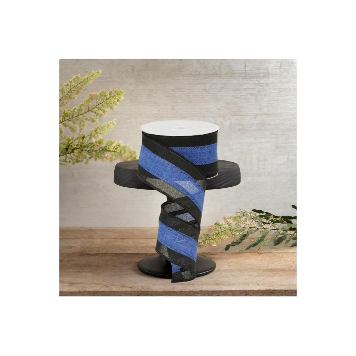 2.5" Police Support Ribbon: Black & Blue (10 Yards)