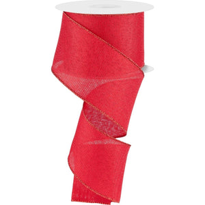 2.5" Red Metallic Royal Canvas Ribbon (10 Yards)