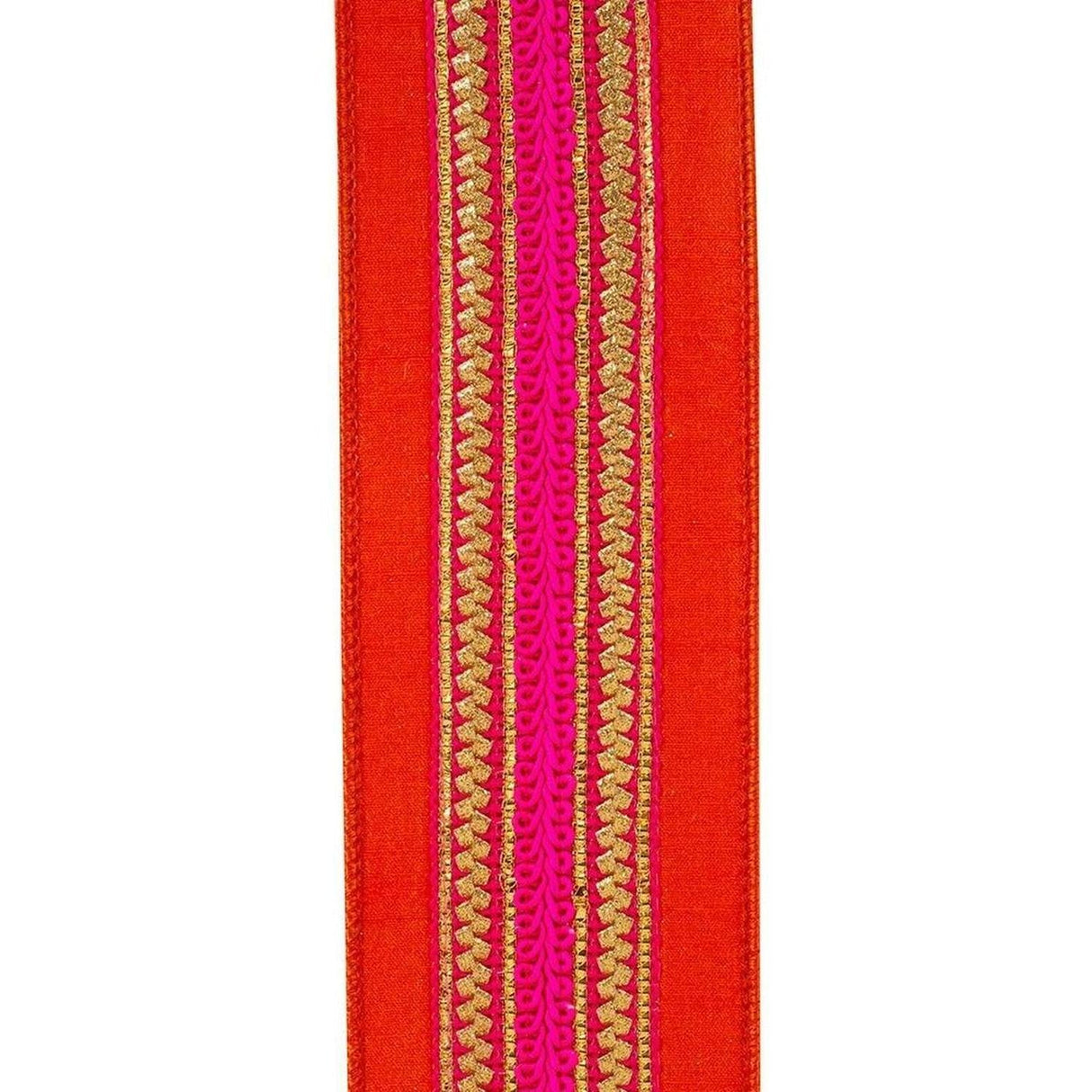 2.5" Regal Stripe Trimming Dupioni Ribbon: Copper/Pink (5 Yards)