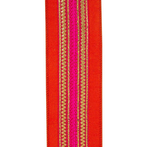 2.5" Regal Stripe Trimming Dupioni Ribbon: Copper/Pink (5 Yards)
