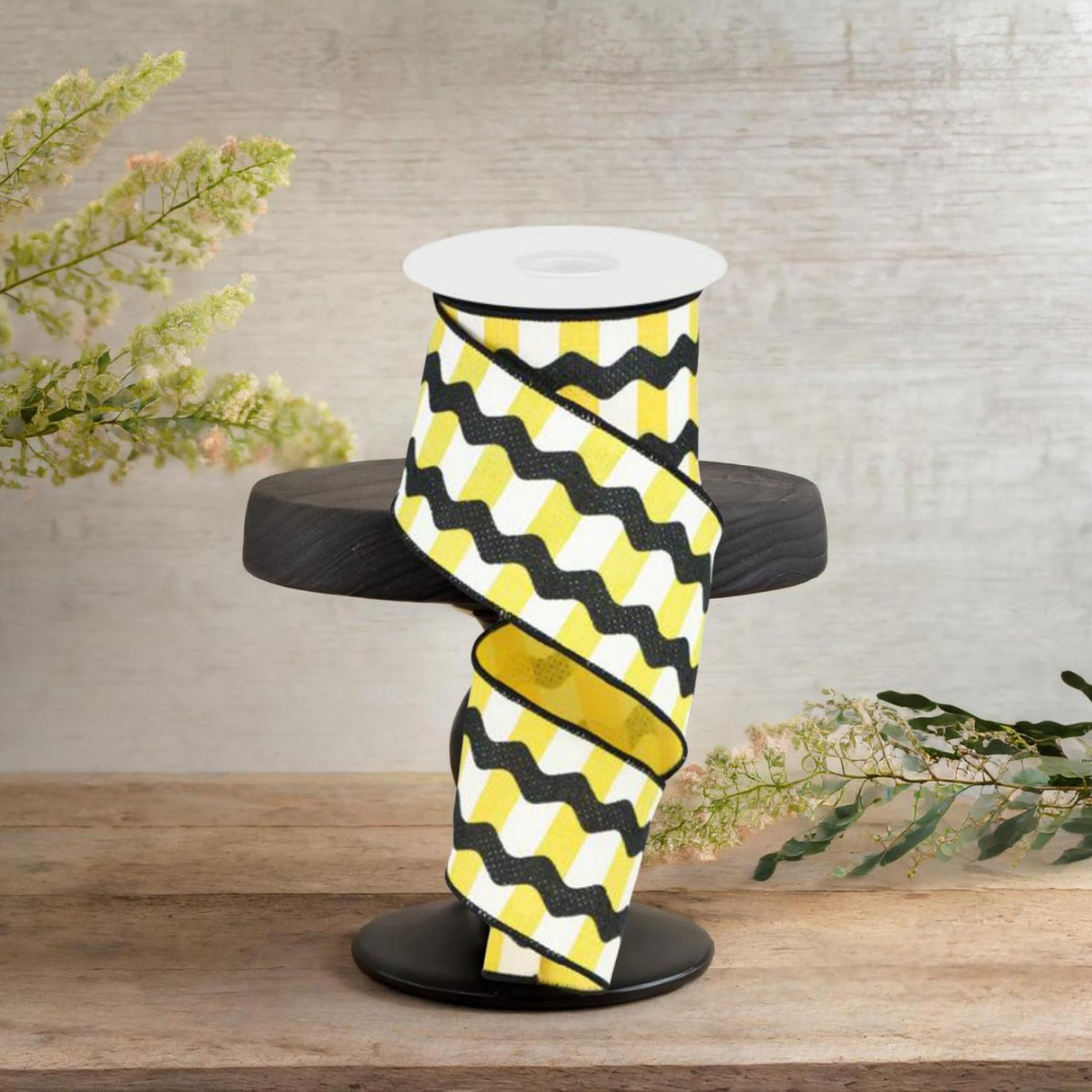 2.5" Ricrac Stripe Ribbon: Yellow & Black (10 Yards)