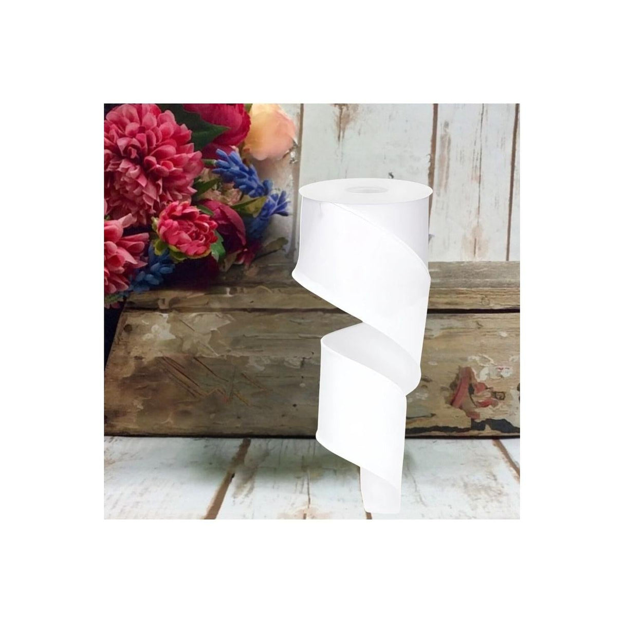 2.5" Royal Burlap Ribbon: White (10 Yards)