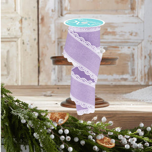 2.5" Scalloped Edge Ribbon: Light Lavender/White (10 Yard)