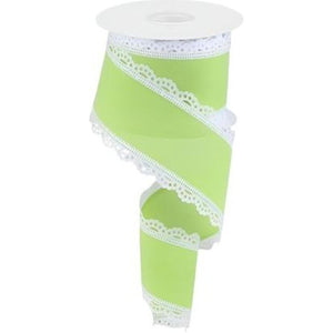 2.5" Scalloped Edge Ribbon: Lime Green (10 Yard)