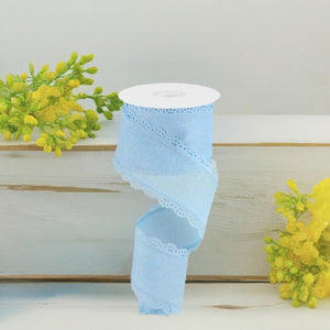 2.5" Scalloped Edge Ribbon: Pale Blue (10 Yard)