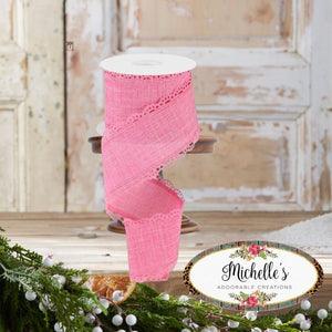 2.5" Scalloped Edge Ribbon: Pink (10 Yard)
