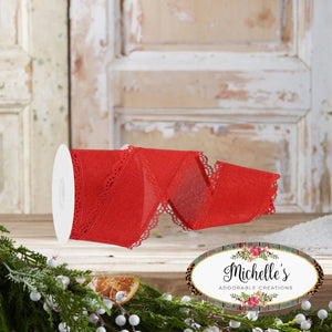 2.5" Scalloped Edge Ribbon: Red (10 Yard)