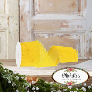 2.5" Scalloped Edge Ribbon: Sun Yellow