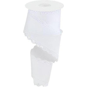 2.5" Scalloped Edge Ribbon: White (10 Yard)