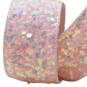 2.5" Sequin Sugar Plum Ribbon: Iridescent Pink (10 Yards)