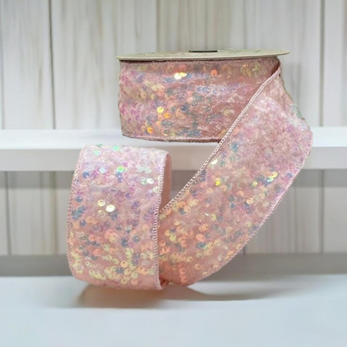 2.5" Sequin Sugar Plum Ribbon: Iridescent Pink (10 Yards)