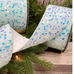 2.5" Sequin Tinsel Ribbon: White (10 Yards)