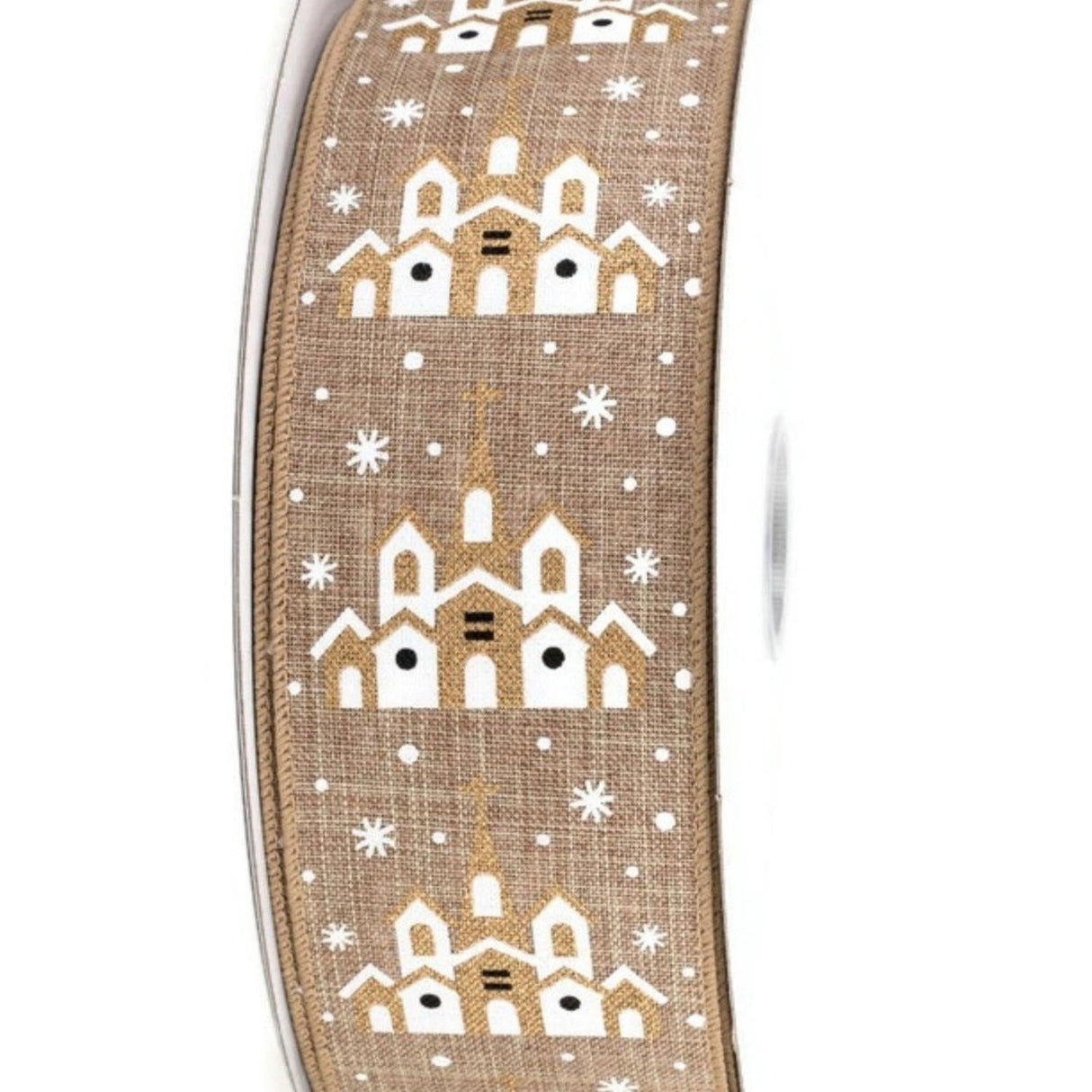 2.5" Snowy Church Ribbon: Natural (10 Yards)