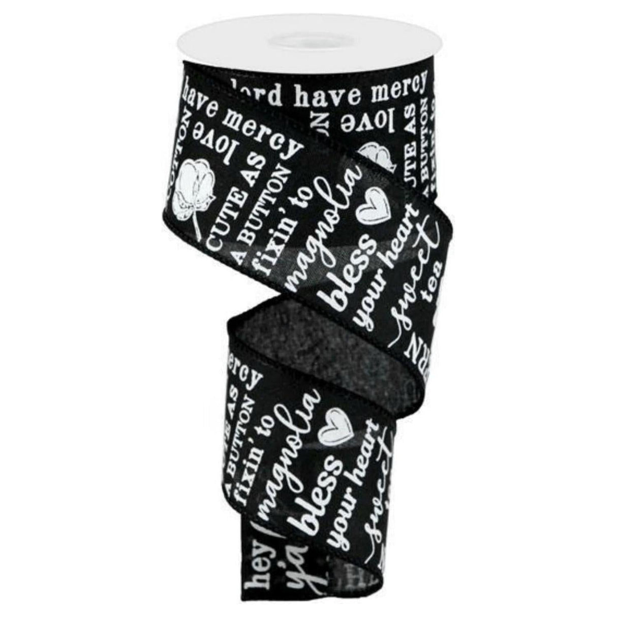 2.5" Southern Charm Royal Ribbon: Black & White (10 Yards)