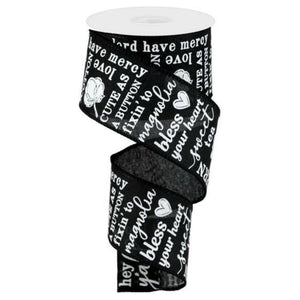 2.5" Southern Charm Royal Ribbon: Black & White (10 Yards)
