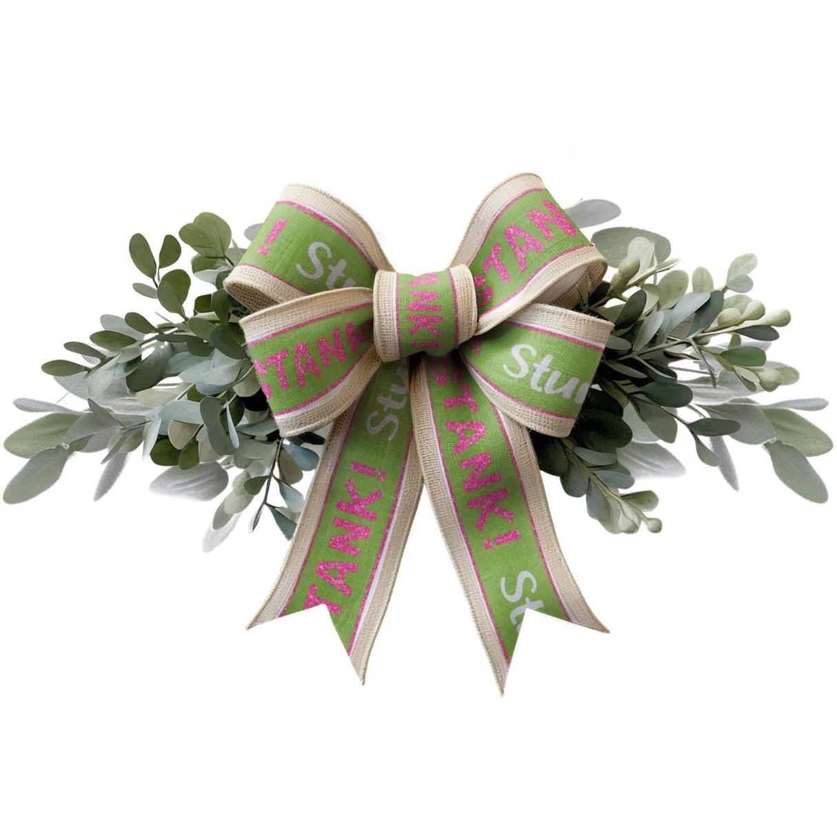 2.5" Stink Stank Stunk Ribbon: Pink/Green (10 Yards)