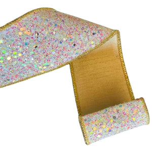 2.5" Sugar Plum Glitter Ribbon: Icy Iridescent (10 Yards)
