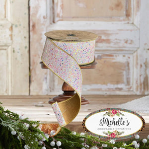 2.5" Sugar Plum Glitter Ribbon: Icy Iridescent (10 Yards)
