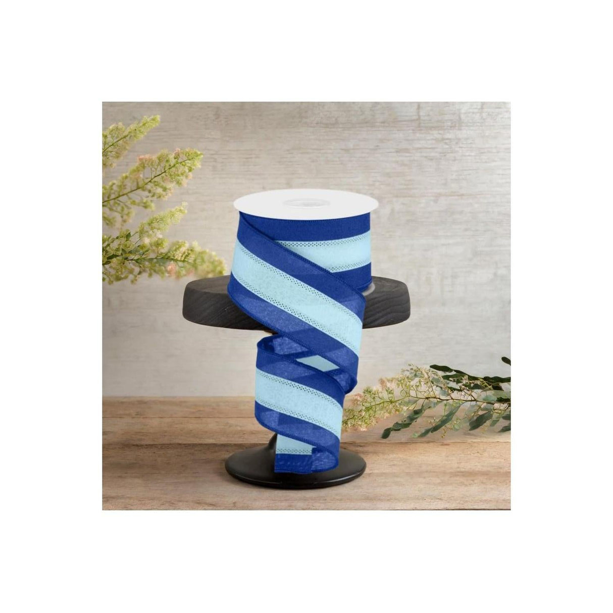 2.5" Tricolor Striped Ribbon: Royal Blue/Pale Blue (10 Yards)