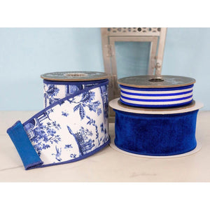 2.5" Velvet Plush Dupioni Ribbon: Royal Blue (10 Yards)