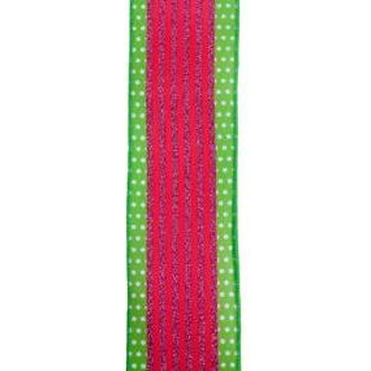 2.5" Vertical Stripe Polka Dot Edge Ribbon: Green, Red, Pink