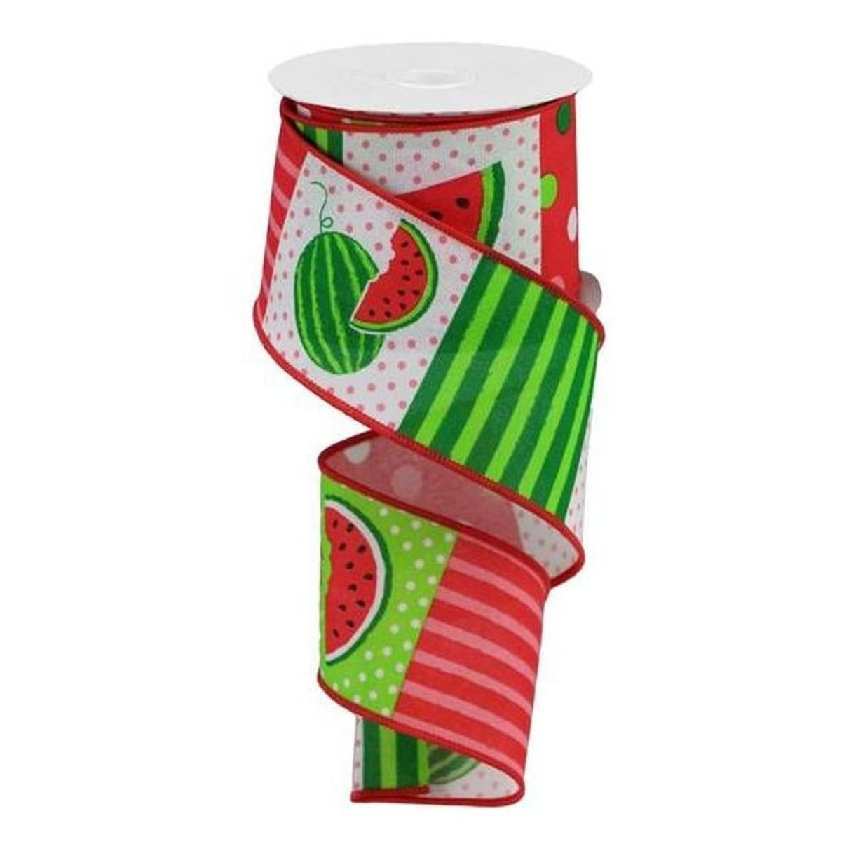 2.5" Watermelon Block Royal Ribbon: White (10 Yards)