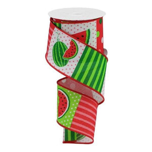 2.5" Watermelon Block Royal Ribbon: White (10 Yards)