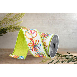 2.5" Whimsy Hippie Ribbon: Lime Green (10 Yards)