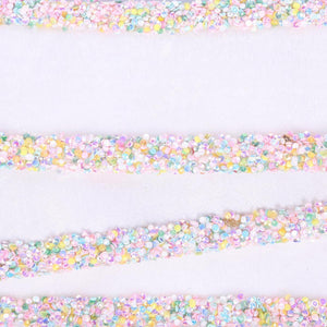 2.5" White Velvet Sequin Trim Ribbon: Pastel (5 Yards)