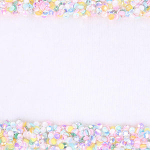 2.5" White Velvet Sequin Trim Ribbon: Pastel (5 Yards)