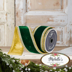 2.5" Winter Diamonds Ribbon: Emerald (5 Yards)