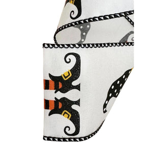 2.5" Witch Hat and Boots Ribbon: White (10 Yards)