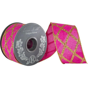 2.5in Lattice Diamond Glitter Ribbon: Fuchsia