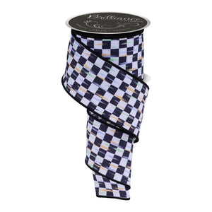 2.5in Mini Antique Checker Ribbon: Black (10 Yards)