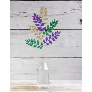 26" Glitter Leaf Spray: Mardi Gras