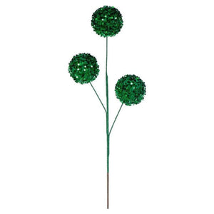26" Green Sequin Triple Ball Spray