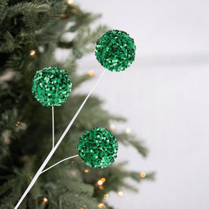 26" Sequin Ball Spray: Emerald Green
