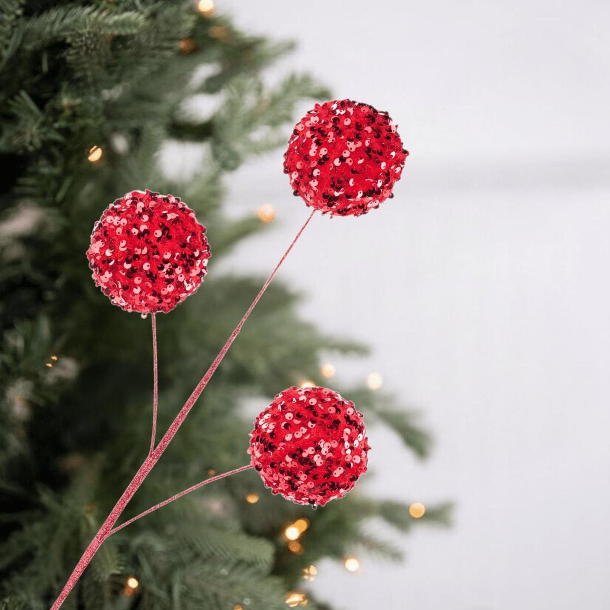 26" Sequin Ball Spray: Red