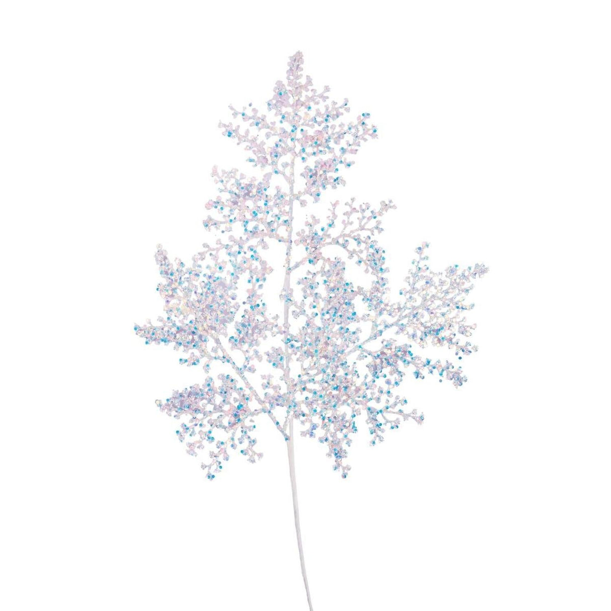 27" Glitter Metallic Fern Spray: Iridescent